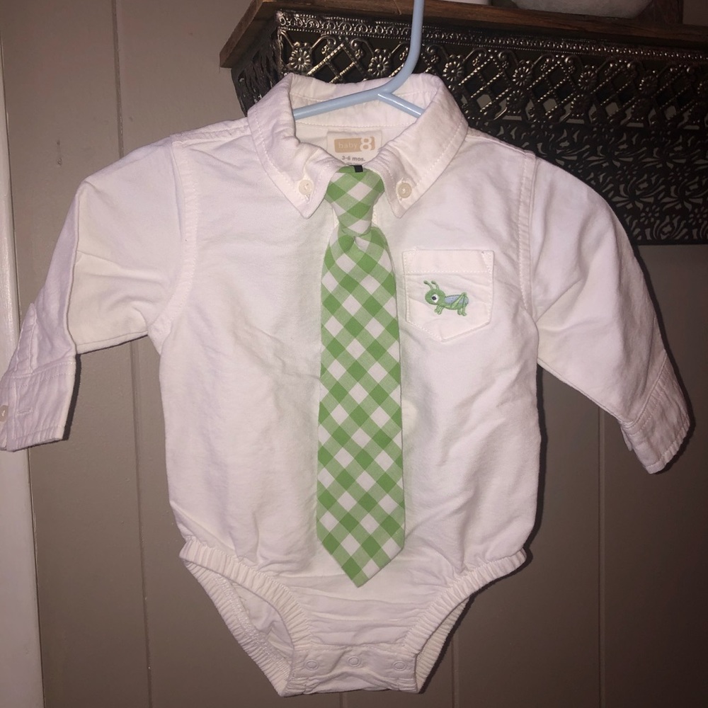 Baby Boy 3-6 Month Long-Sleeved Onesie with Tie